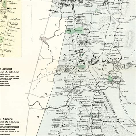 Vintage Map of Amherst, Massachusetts 1873 by Ted's Vintage Art