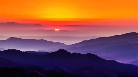 Sunset, Landscape, Mountain, Scenery, 4K, #6.962 Wallpaper