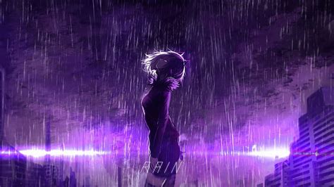 Short Hair Anime Girl Rain Falling Background Anime Girl, HD wallpaper ...