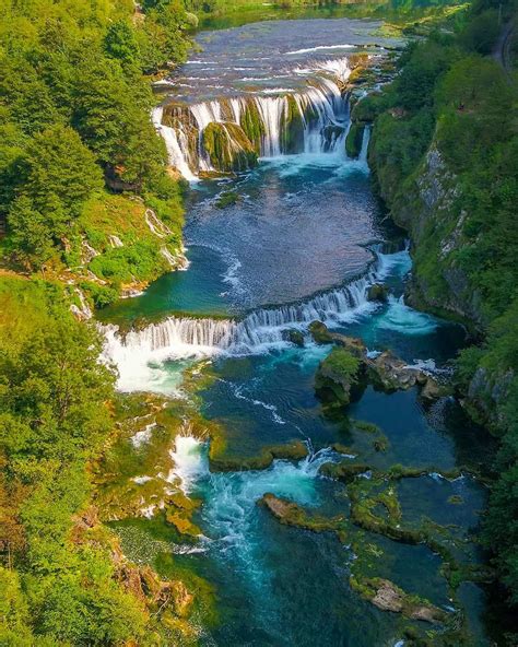 Štrbački waterfall on the Una River, a border of Croatia and Bosnia # ...