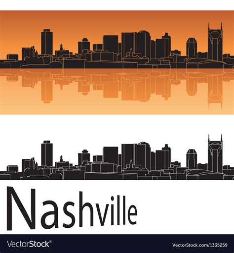 Nashville skyline in orange background Royalty Free Vector