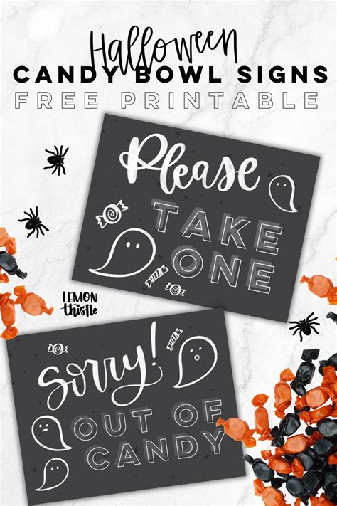 Free Printable Halloween Candy Bowl Signs - Lemon Thistle