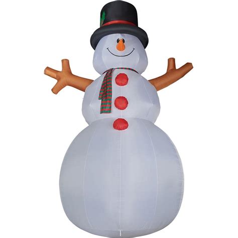 Fraser Hill Farm 20 ft. Jolly Snowman Christmas Inflatable with Lights ...