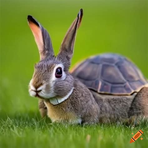 Colorful pasture with a ninja rabbit-turtle hybrid on Craiyon