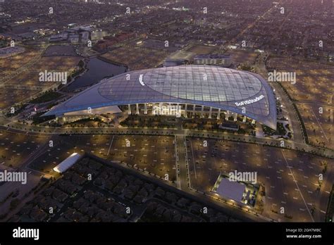 An aerial view of SoFi Stadium, Sunday, Sept. 5, 2021, in inglewood ...