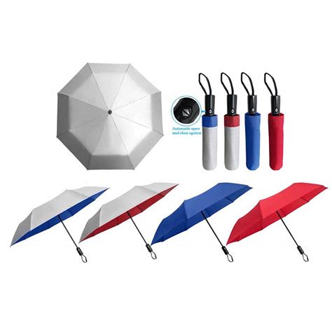 21" 3 Fold Auto Open Umbrella (UM1) - Promotional umbrella with printing