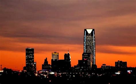 OKC skyline at sunset on 1/7/14... | Oklahoma sunsets, Downtown ...