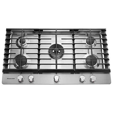 KitchenAid 36 in. Gas Cooktop in Stainless Steel with 5 Burners ...