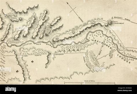 Map of Custer’s Last March at Little Bighorn Stock Photo - Alamy