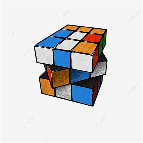 Rubiks Cube Hd Transparent, Color Hand Painted Lineart Rubiks Cube ...