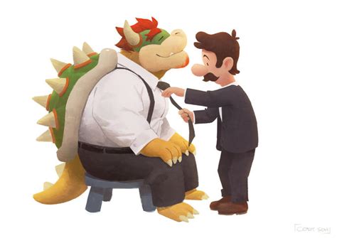 Luigi helping Bowser with his tie, before heading off to Mario's ...