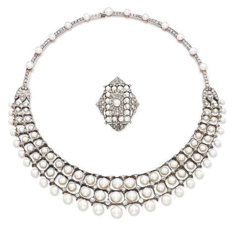 A SET OF ANTIQUE PEARL AND DIAMOND JEWELLERY | Christie's