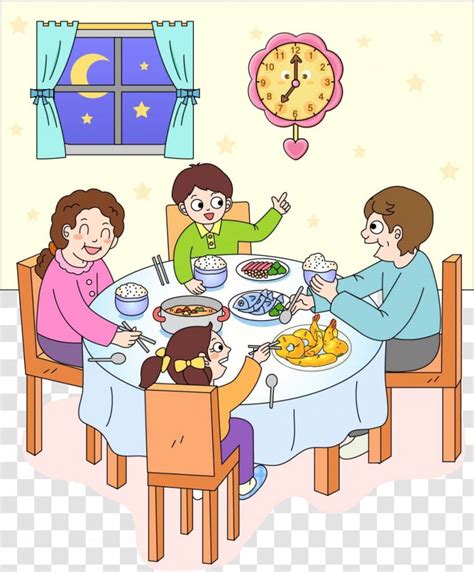 Eating Clip Art - Conversation - Family Dinner Transparent PNG