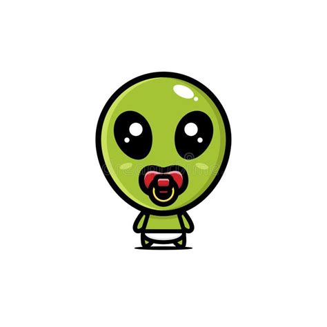 Cute Baby Alien Cartoon Character is Using a Pacifier Stock Vector ...