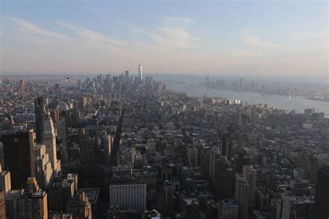 Aerial View New York City Skyscrapers Cloudy Sky Usa — Stock Photo ...