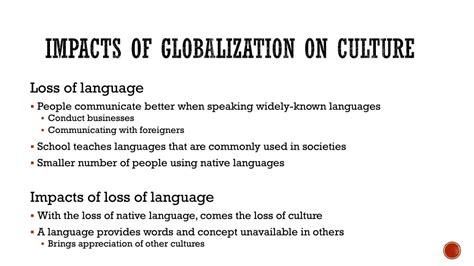 Impacts of globalization on culture - sungree