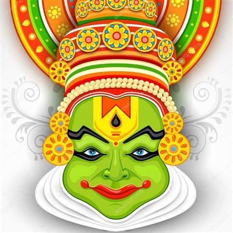 Colorful Kathakali Face — Stock Vector © vectomart #31191389