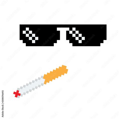 Glasses pixel vector icon Pixel Art boss or gangster Glasses of Thug ...