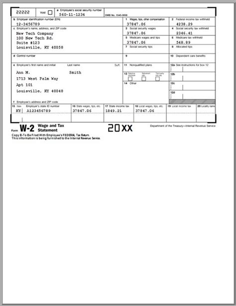 Sample W2 Tax Forms