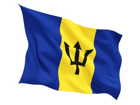 Fluttering flag. Illustration of flag of Barbados