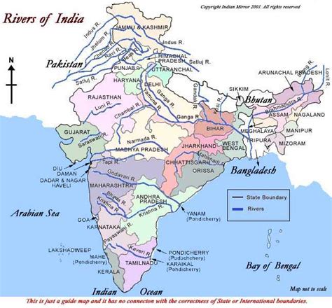 10 Rivers On Physical Map Of India - Map