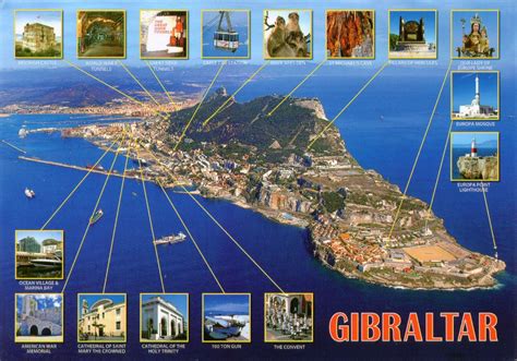 Large tourist panoramic map of Gibraltar | Gibraltar | Europe ...