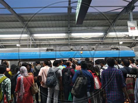 Image of Huge Crowd at HITEC City Metro Station-RM217689-Picxy