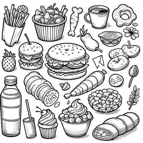 Healthy Foods Clip Art Black And White