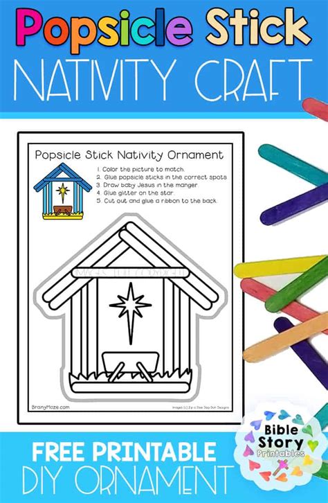 Free Popsicle Stick Nativity Craft: DIY Nativity Ornament - Bible Story ...