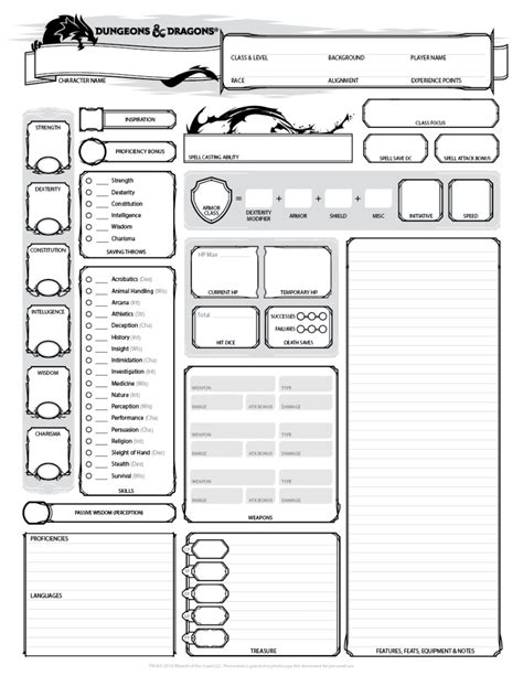 D&D 5e Character Sheet | dicegeeks