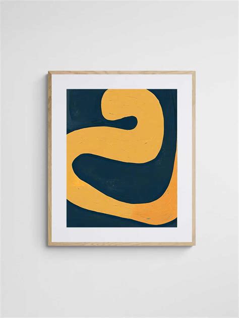 Abstract Art Print - Yellow Swirl on Blue