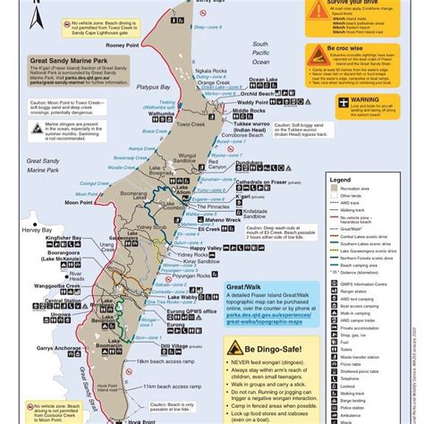 Map of K'gari (Fraser Island) Tourist Destinations