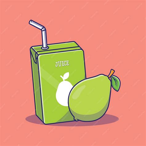 Premium Vector | Guava juice box cartoon illustration. flat cartoon style.