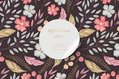 Floral Pattern, Floral Digital Paper Graphic by Digital Florist ...