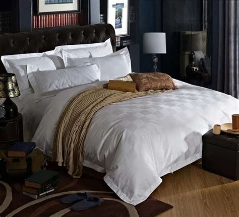 Five Stars Hotel 100% cotton satin Luxury white hotel bed linen ...