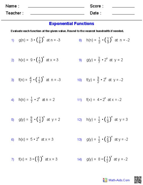 Exponents and Radicals Worksheets | Exponents & Radicals Worksheets for ...