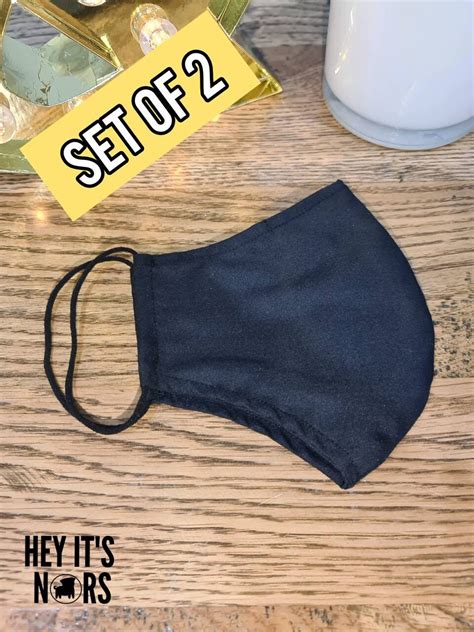 SET OF 2 Plain Solid Black Face Mask Handmade 100% Cotton | Etsy