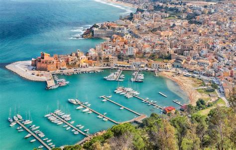 Premium Photo | Unbelievable aerial cityscape of castellammare del ...