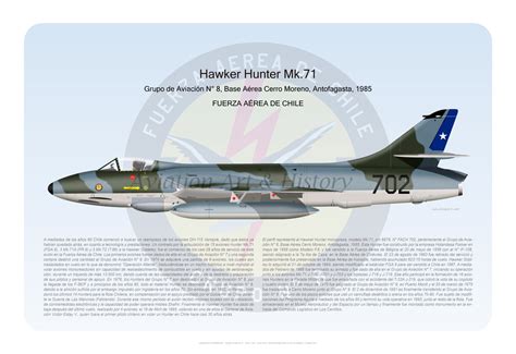 Lithography of Chilean Air Force Hawker Hunter Mk.71, #702, from 8th ...