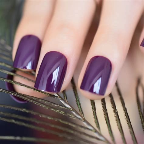 Aliexpress.com : Buy Dark Violet False Fake Nail Tips Deep Purple ...