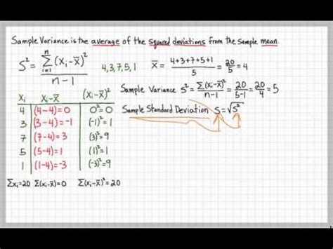 Sample Variance and Sample Standard Deviation - YouTube