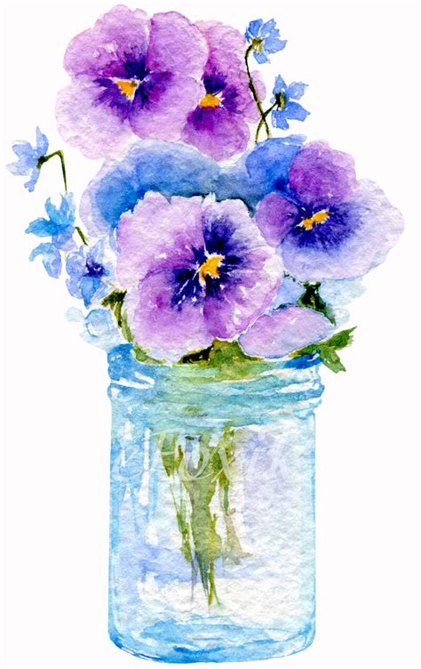 Spring bouquet set: two watercolor illustration of flower bouquets By ...