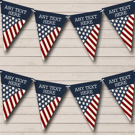 USA American Flag Vintage 4th July Personalised Carnival Bunting - The ...