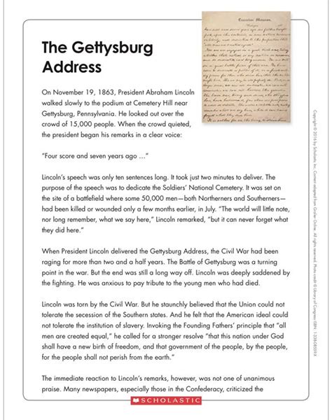 Gettysburg Address Printable