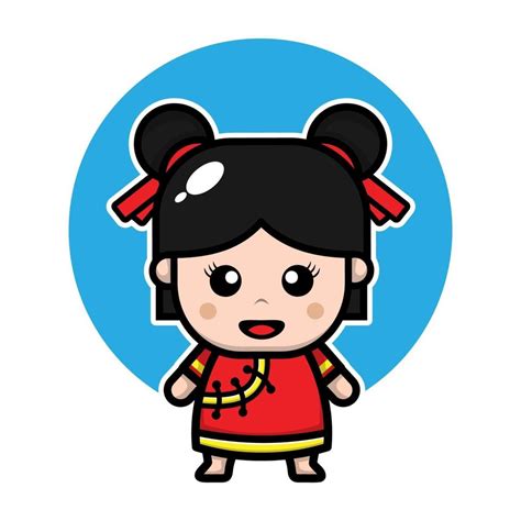 cute chinese girl cartoon character 3367215 Vector Art at Vecteezy