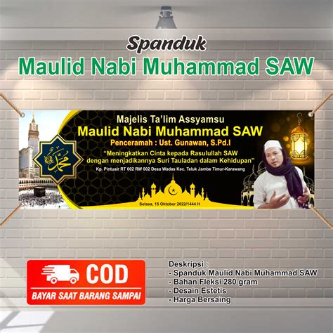 spanduk banner maulid nabi Muhammad terlaris terdekat termurah | Lazada ...