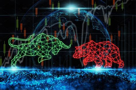 Polygonal bull and bear shape writin featuring bear, bull, and market ...