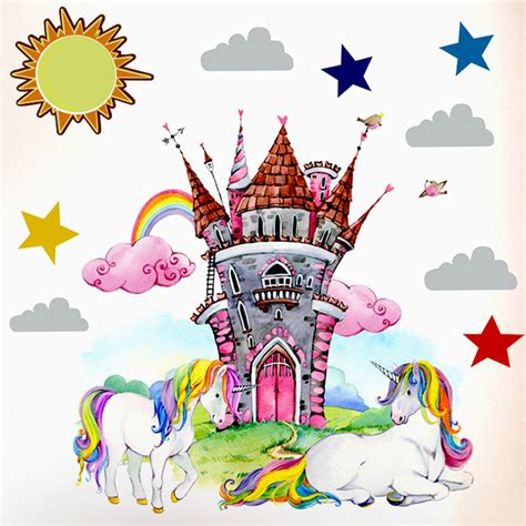 Cartoon Castle Wall Sticker Peel and Stick DIY Wall Decal for Nursery ...