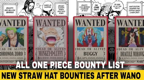 All One Piece Bounty || New Bounties Released After Wano - One Piece ...