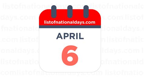 APRIL 6TH: National Holidays, Observances & Famous Birthdays